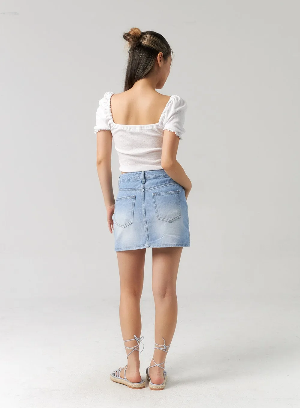 Light Wash Denim Mini Skirt CL303