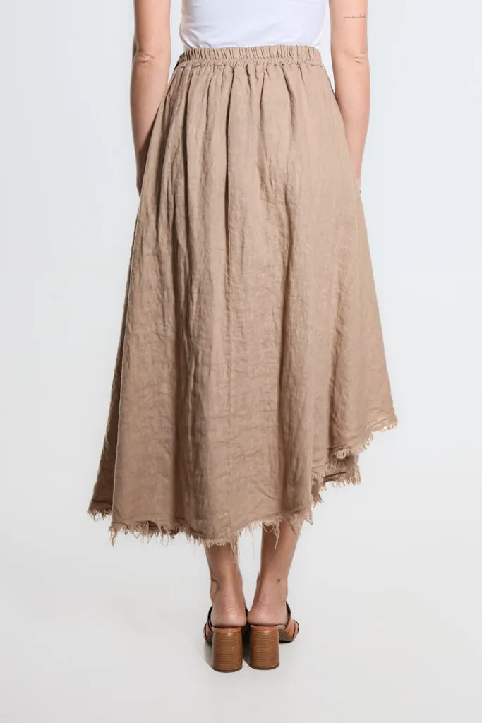 Maureen Diagonal High Low Linen Skirt (SS104)