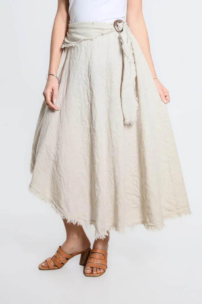 Maureen Diagonal High Low Linen Skirt (SS104)