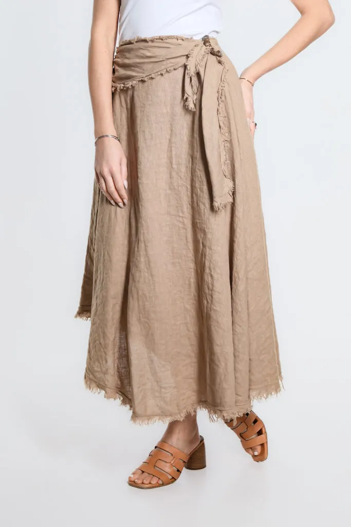 Maureen Diagonal High Low Linen Skirt (SS104)