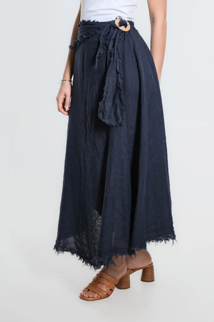 Maureen Diagonal High Low Linen Skirt (SS104)