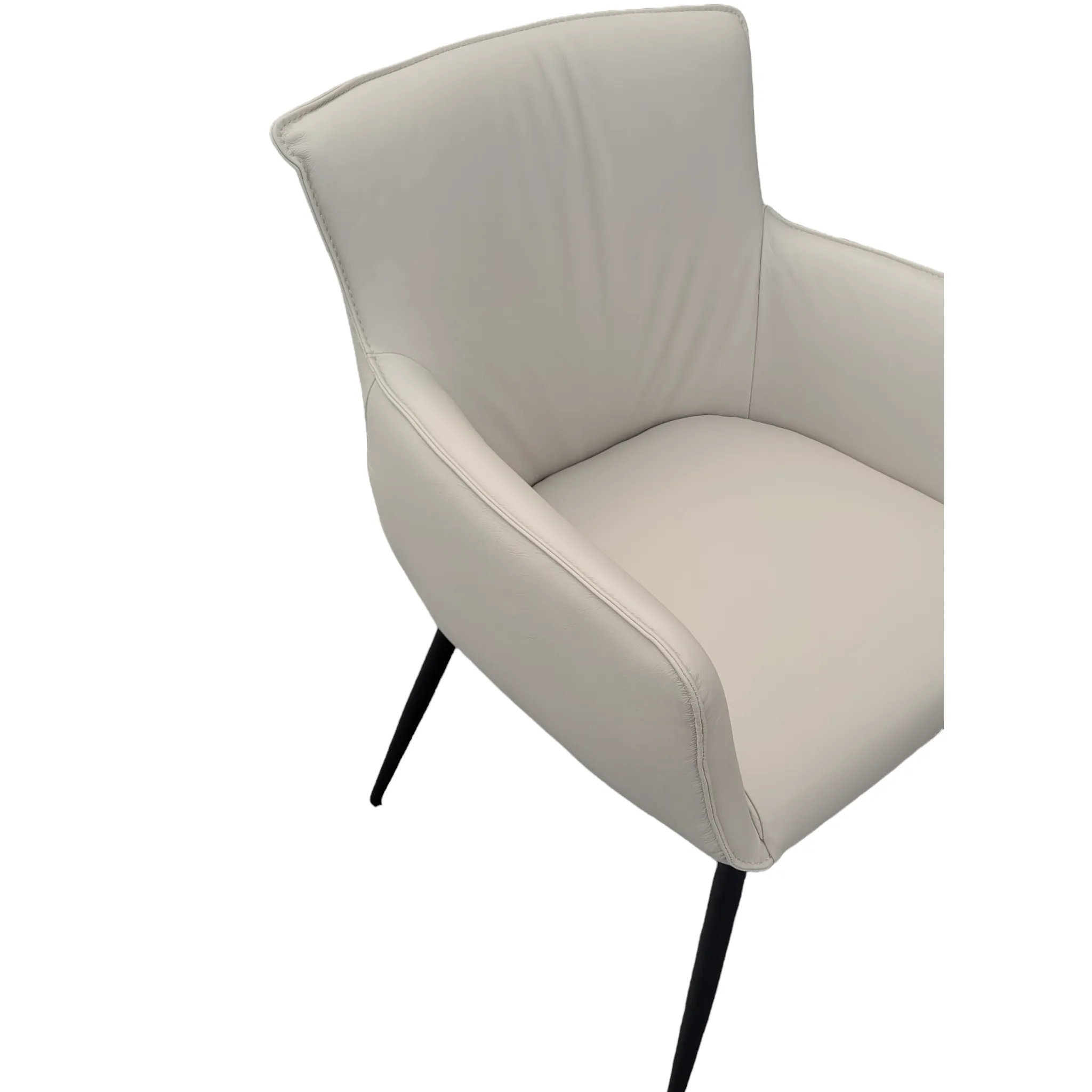 Menly Light Grey Leather Dining Armchair