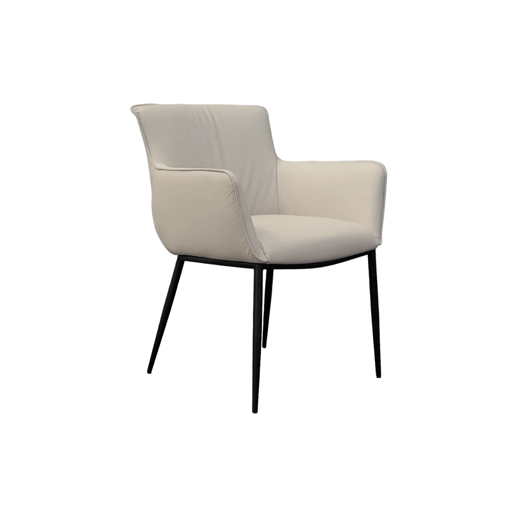 Menly Light Grey Leather Dining Armchair