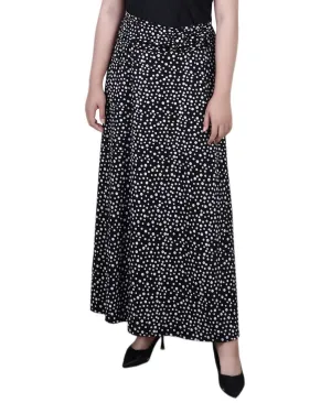 Mini A-Line Skirt with Faux Belt Front and Ring NY Collection , multi