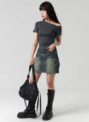 Mini Cargo Denim Skirt CL318