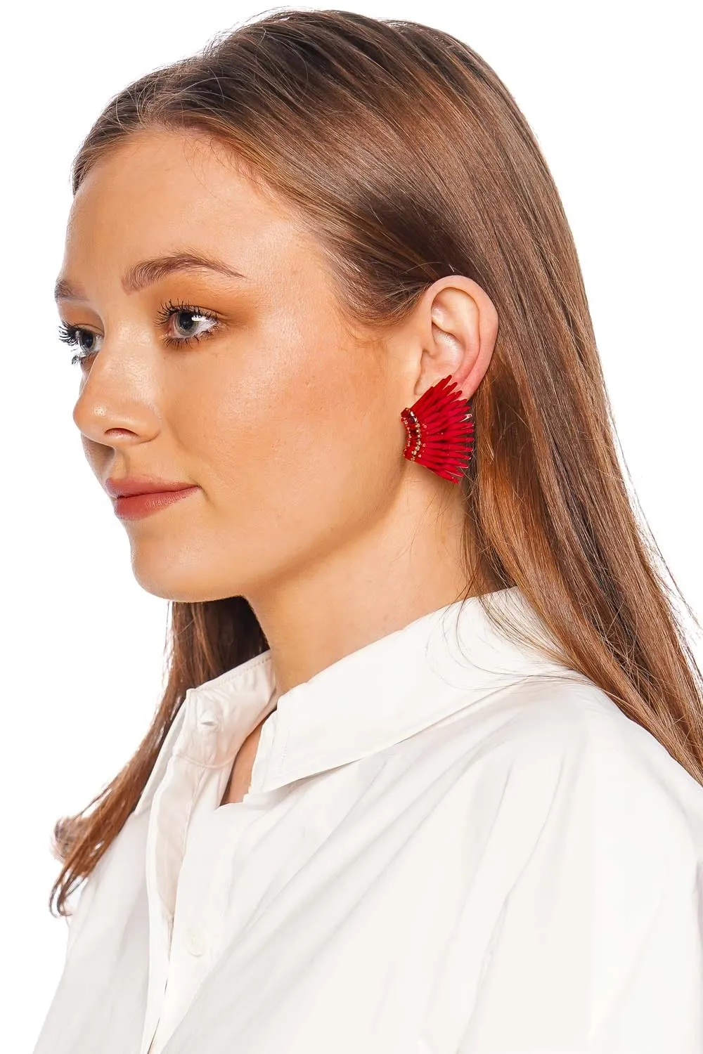 Mini Gem Madeline Red Earrings