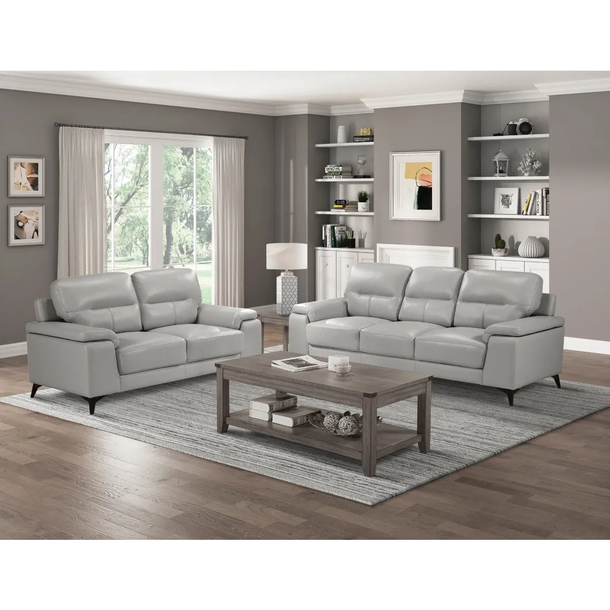 Modern Leather Love Seat with Plush Seating