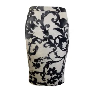 Moschino Cheap And Chic Pencil Knee Lenght Skirt Grey & Ivory Size: UK 6 | US 4