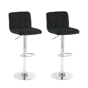 Neo Black Fabric Cuban Bar Stools