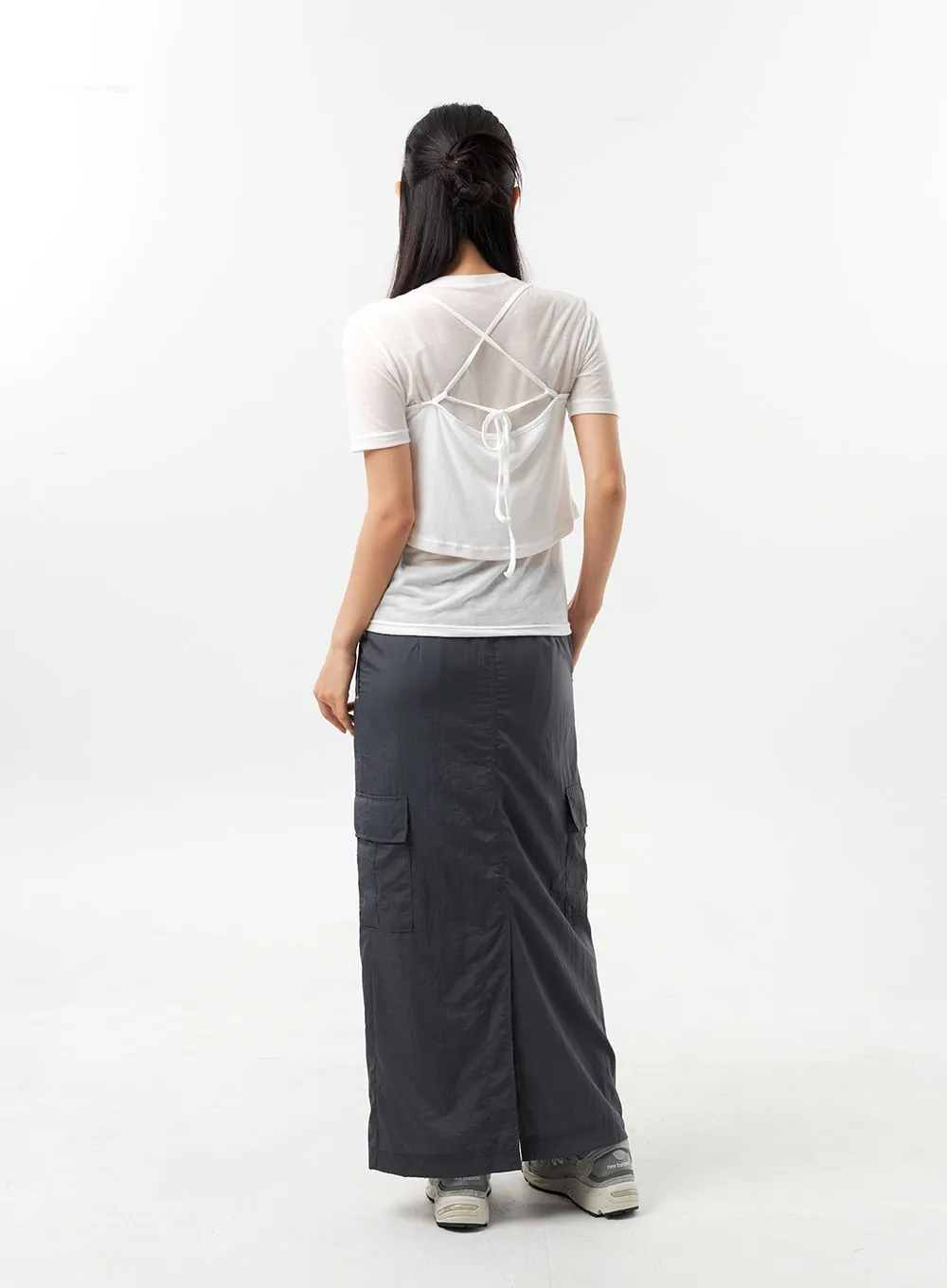 Nylon Cargo Maxi Skirt CU308