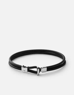 Orson Loop Leather Bracelet, Sterling Silver