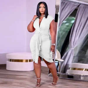 Plus Size Ruched Bodycon Sexy Dress