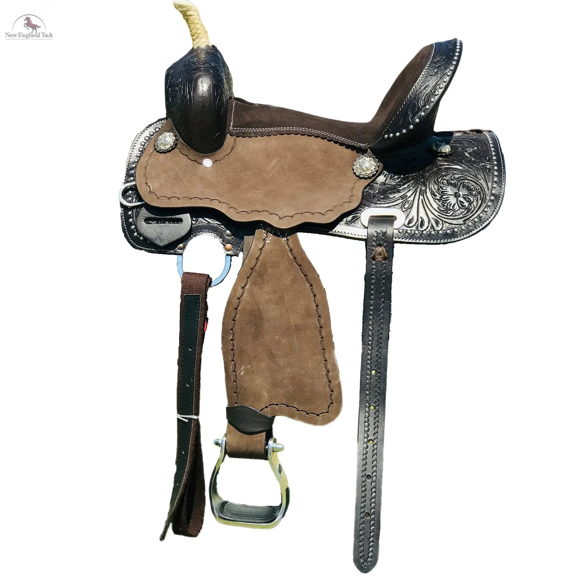 Resistance Youth/Pony Border Tooled Western Barrel Saddle With Floral Tooled Single Skirt