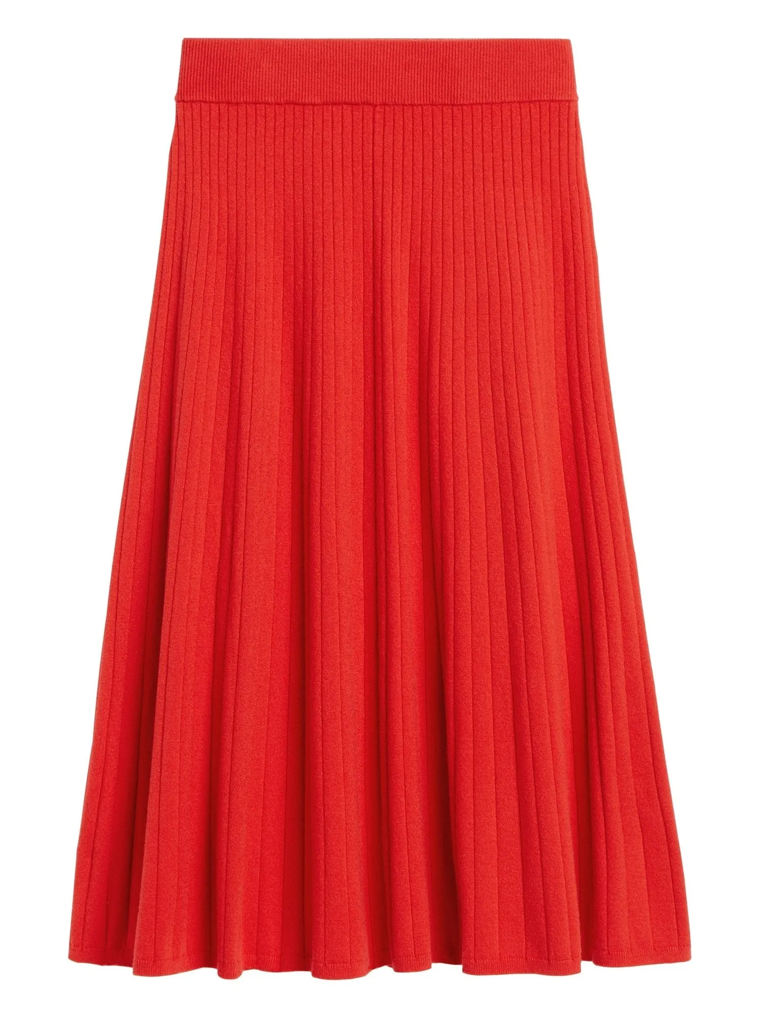 Ribbed Midi Sweater Skirt in Ultra Red