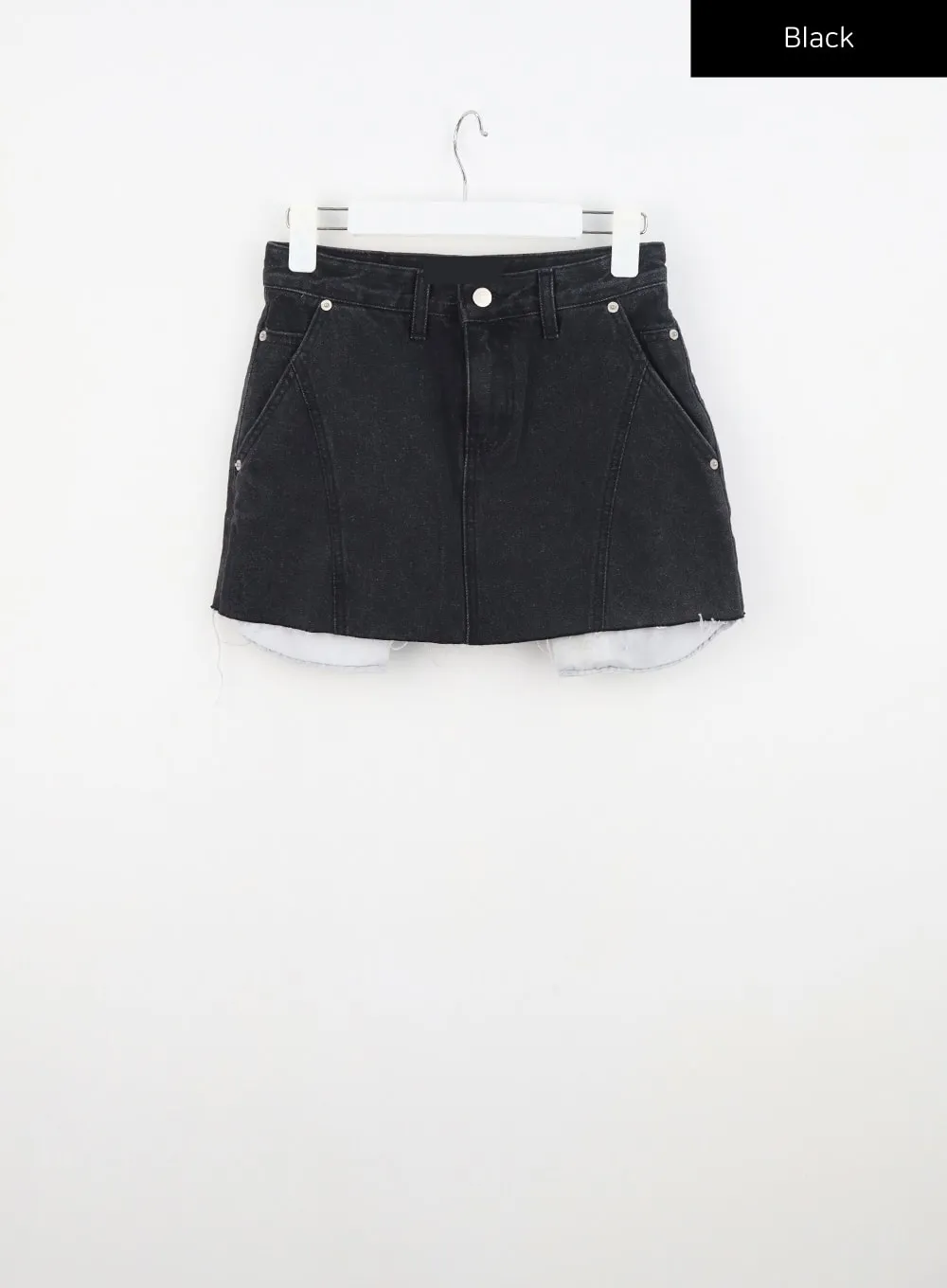 Ripped Hem Denim Mini Skirt CU326