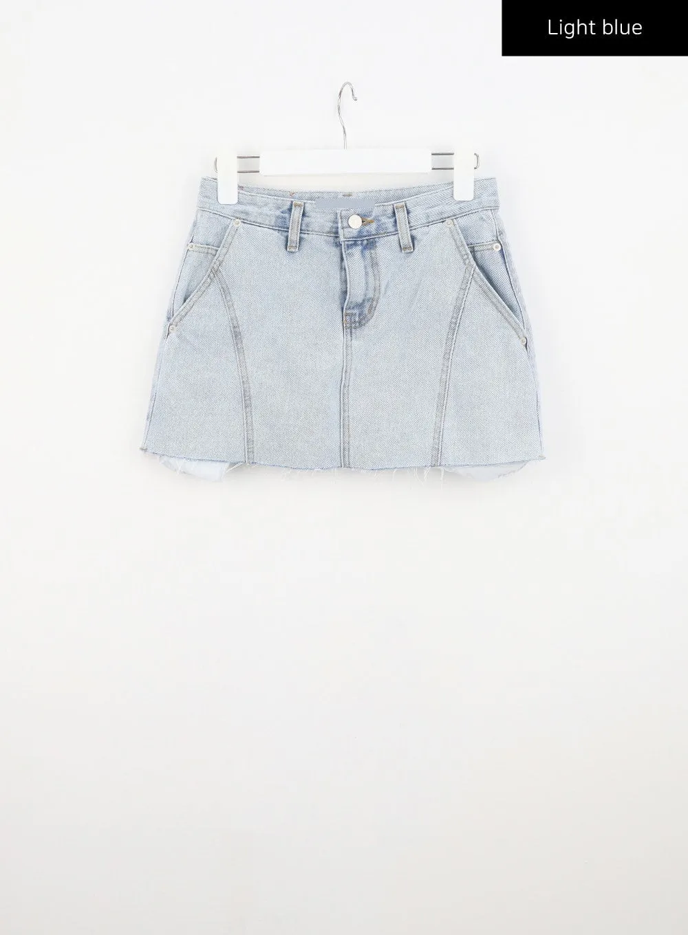 Ripped Hem Denim Mini Skirt CU326