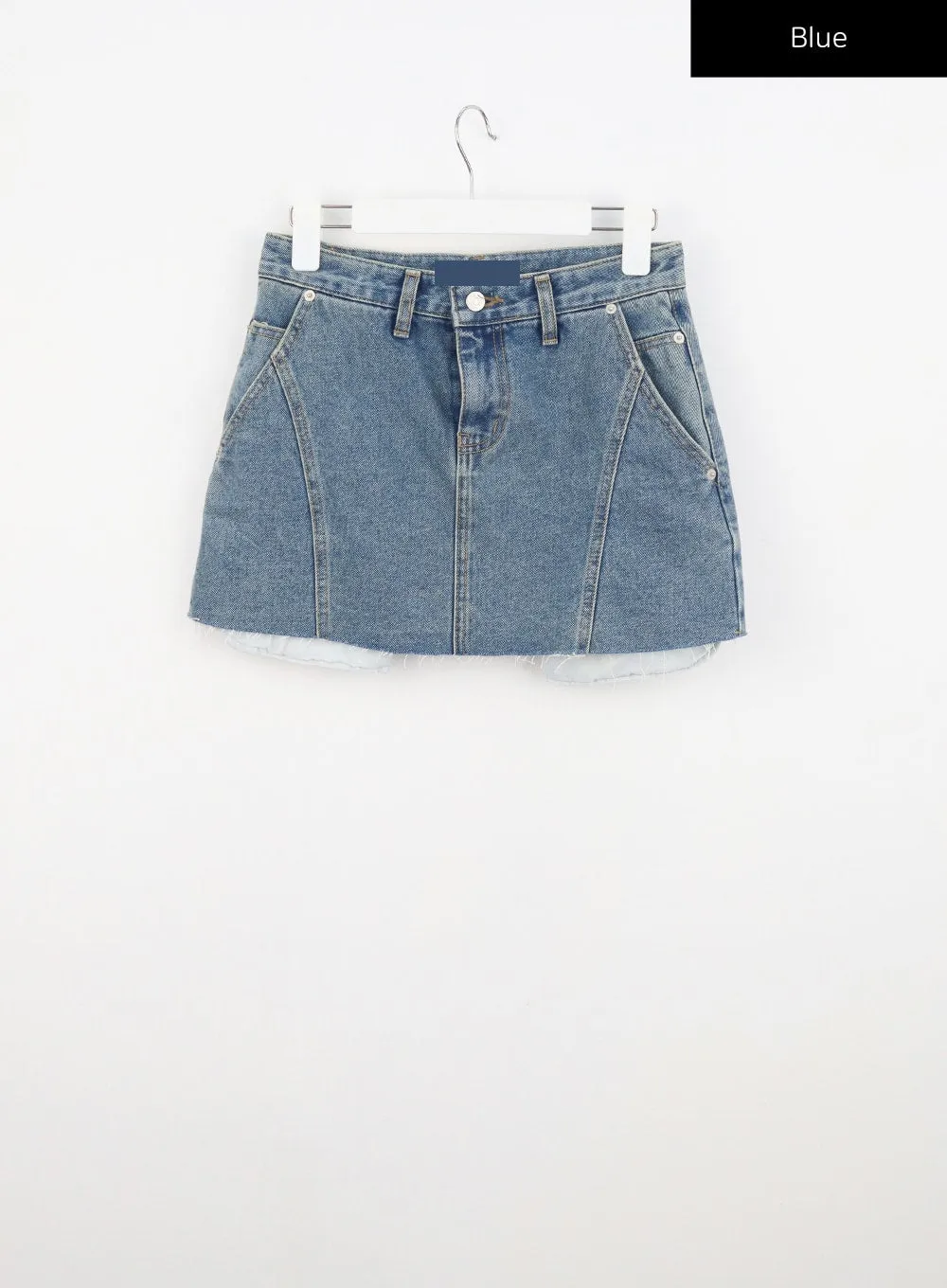 Ripped Hem Denim Mini Skirt CU326