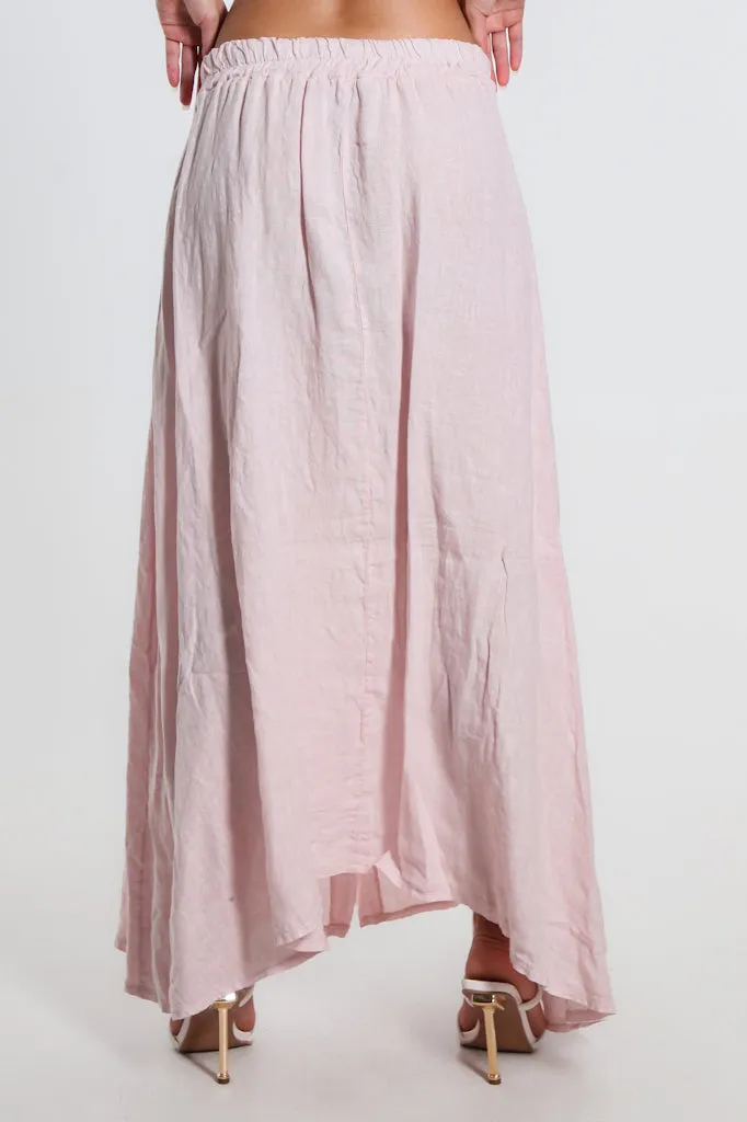 Rosalyn Linen Button Flair Skirt (SL108)