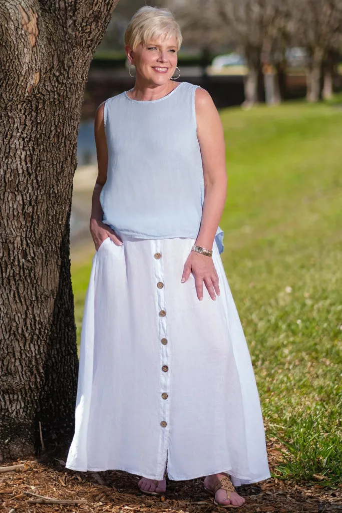 Rosalyn Linen Button Flair Skirt (SL108)