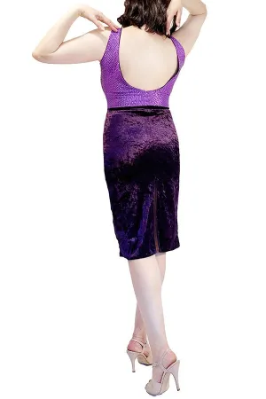 royal purple tango dress with open back and back slit