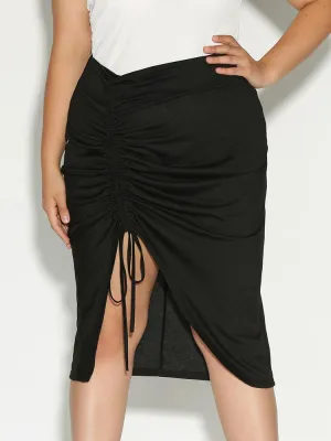 Ruched Split Hem Skirt