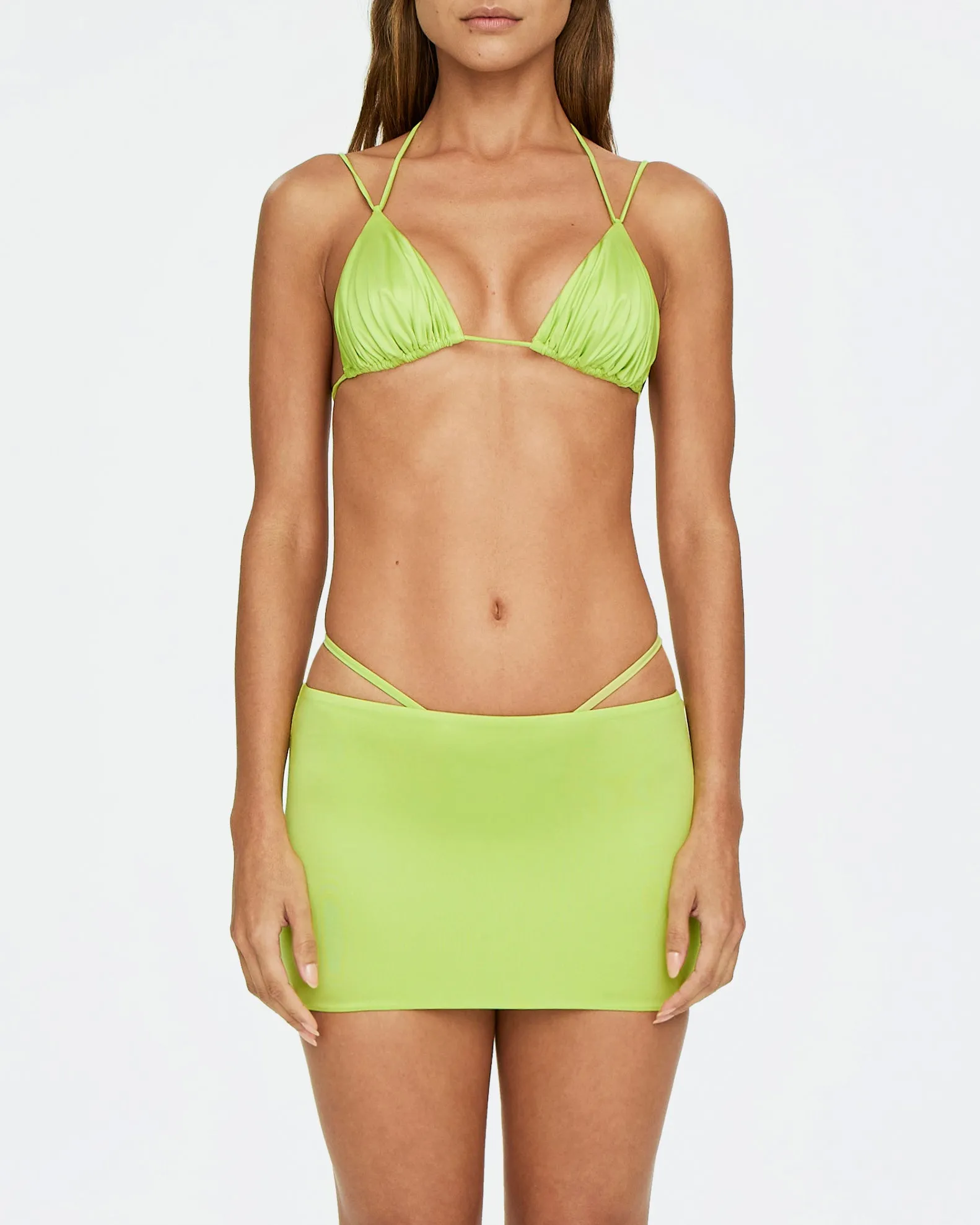 Satin Ultra Mini Swim Skirt | Lime