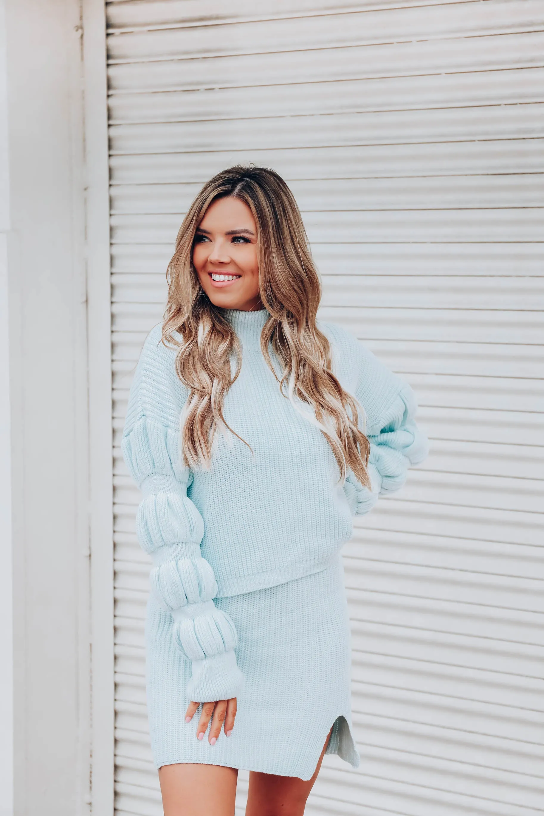 Serenity Sweater/Skirt Set - Aqua