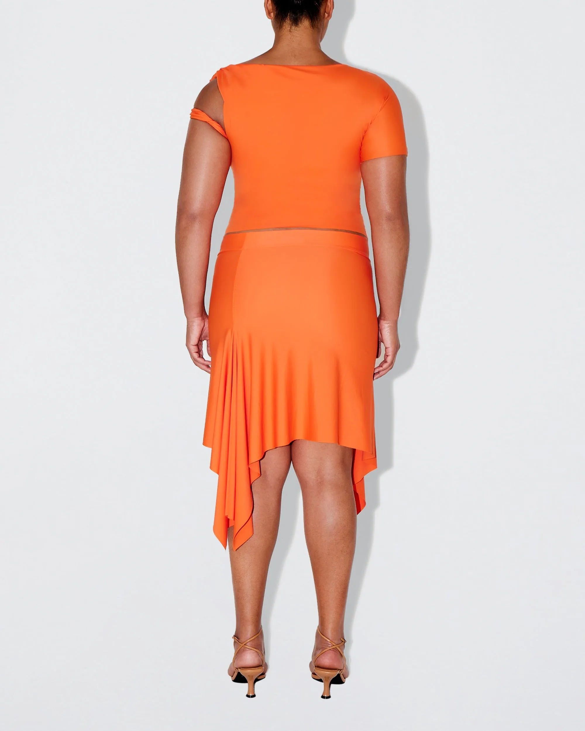 Sleek Stretch Asymmetrical Skirt | Papaya