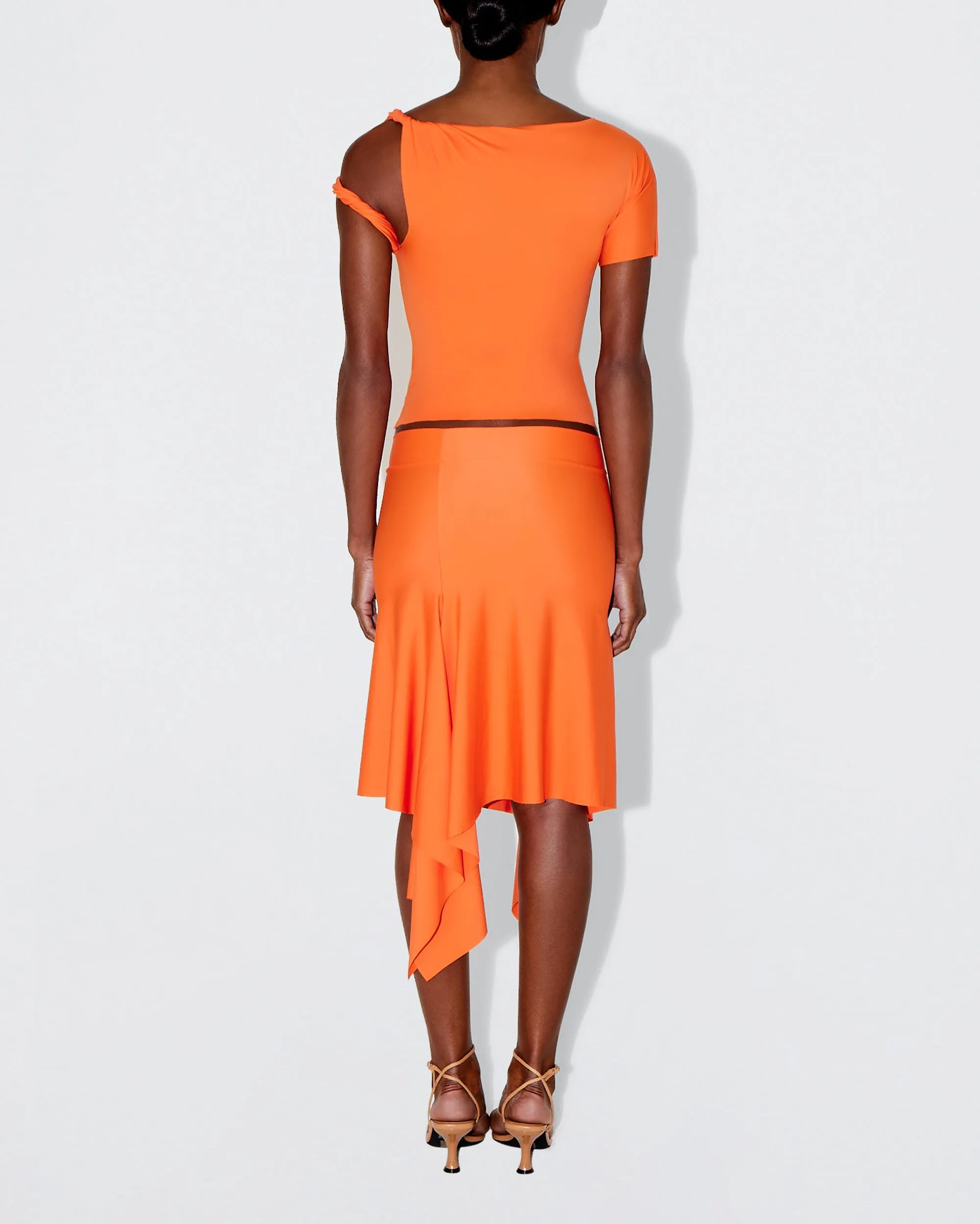 Sleek Stretch Asymmetrical Skirt | Papaya