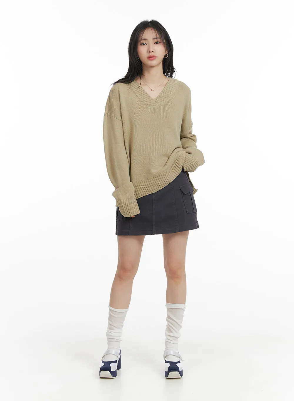 Solid Cargo Mini Skirt OM408