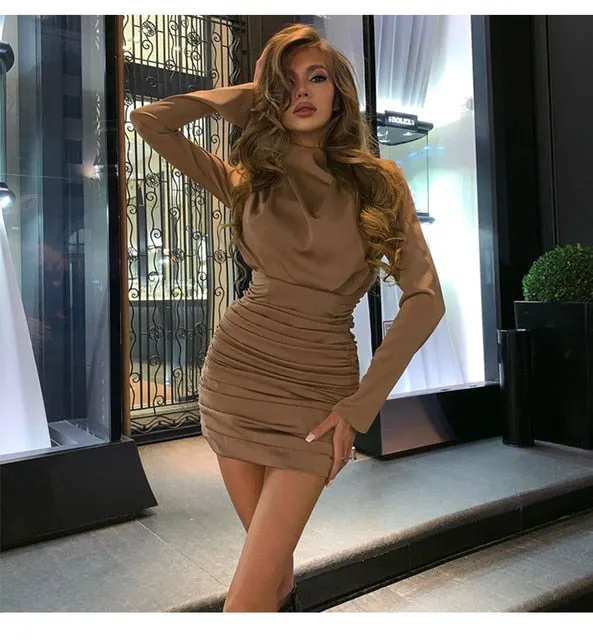 Spring 2024 New Western-style Waist Style Buttock Wrap Dress High-end Long-sleeved Pleated Fashionable Versatile One-step Skirt