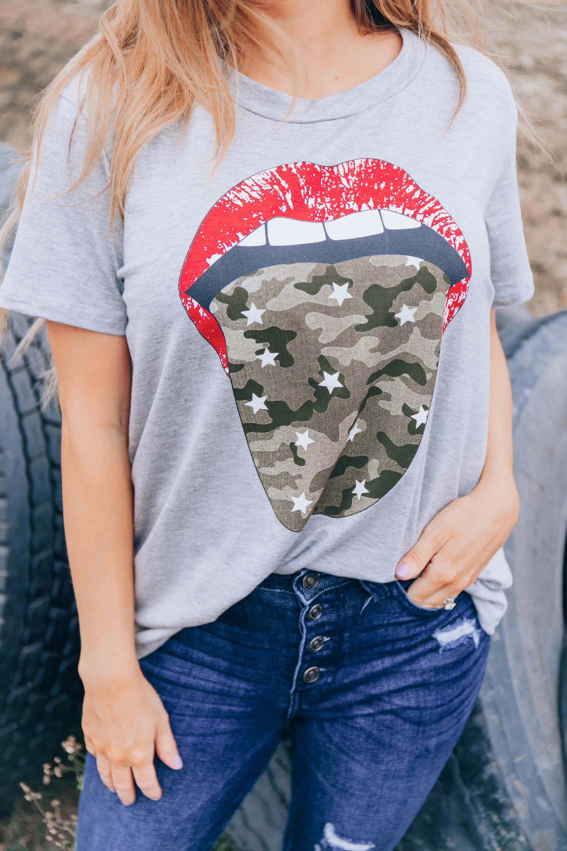 Such A Rock Star Graphic Tee - Grey- FINAL SALE