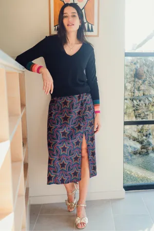 Sugarhill Brighton Black Rainbow Star Explosion Rosalind Skirt