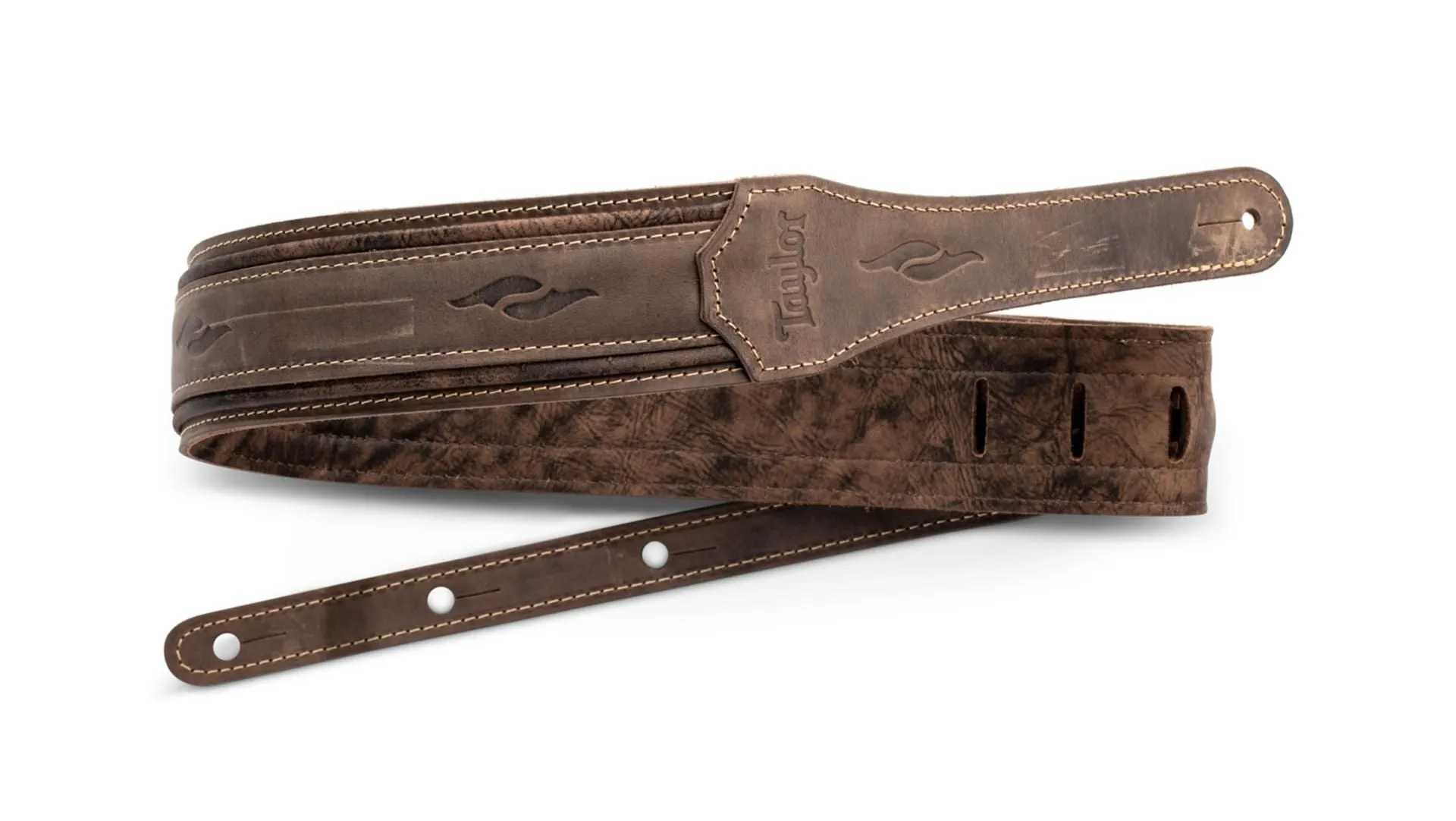 Taylor Guitar Strap Element 3" Distressed Leather - Dark Brown