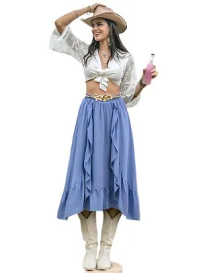 TEEK - High Waist Ruffle Trim Skirt