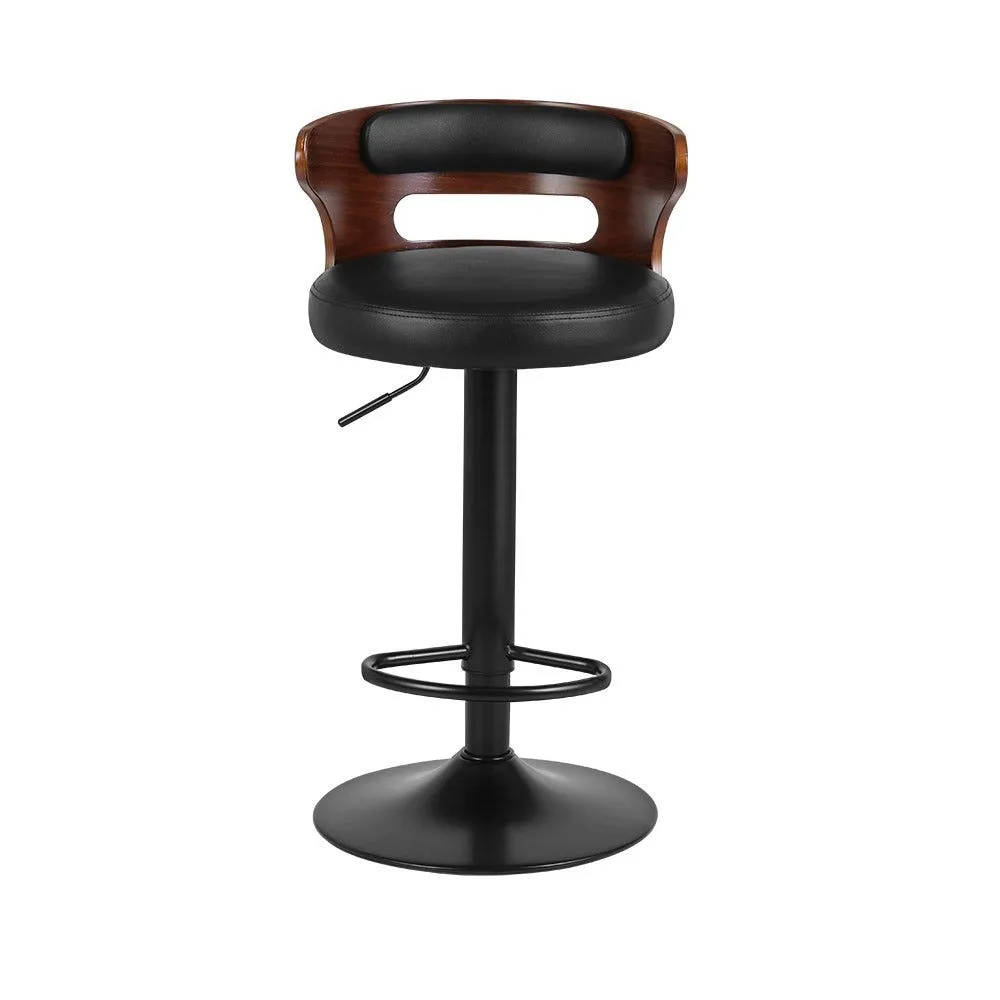 Two Bar Stools Gas Lift Faux Leather