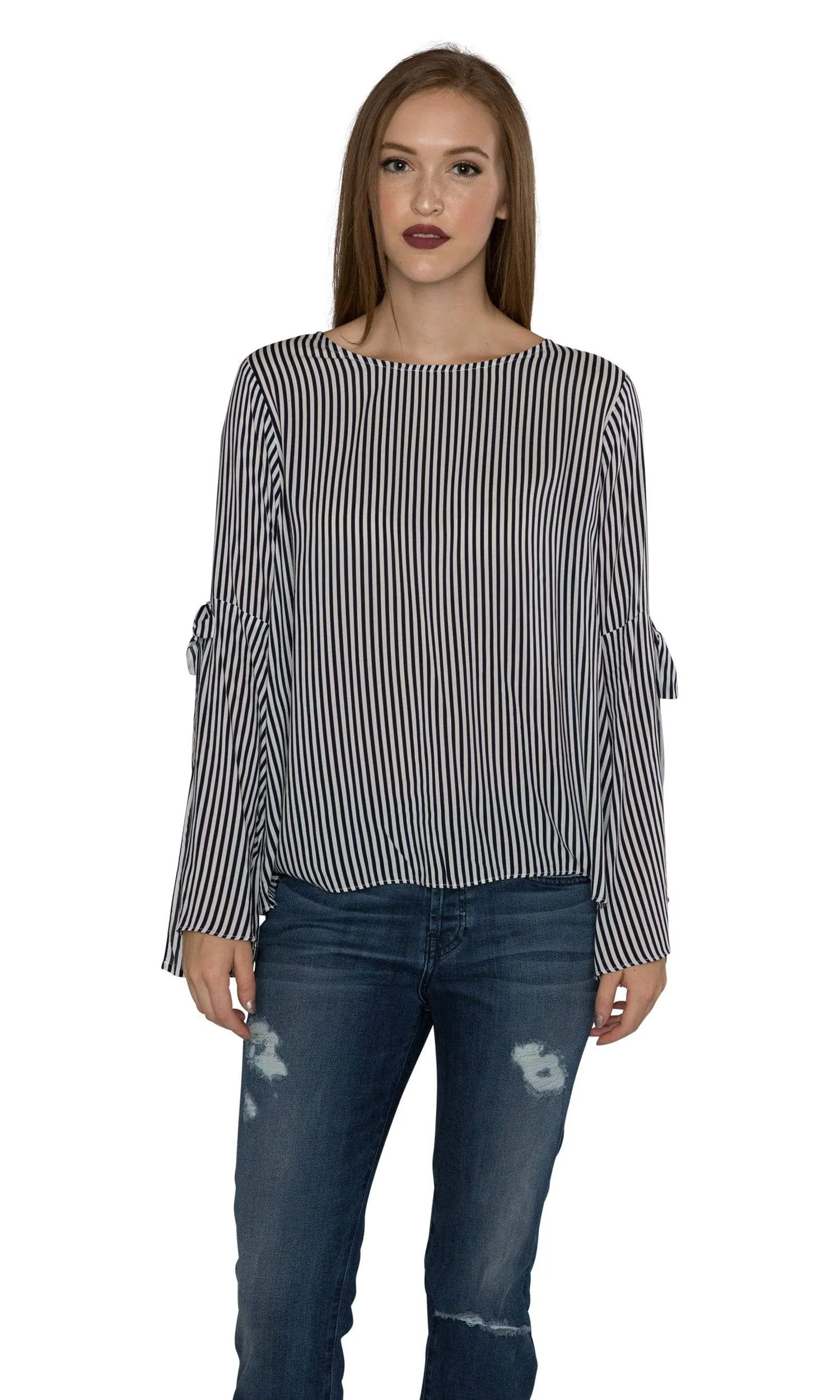 Velvet by Graham & Spencer Adia Vertical Stripe Bell Sleeve Top