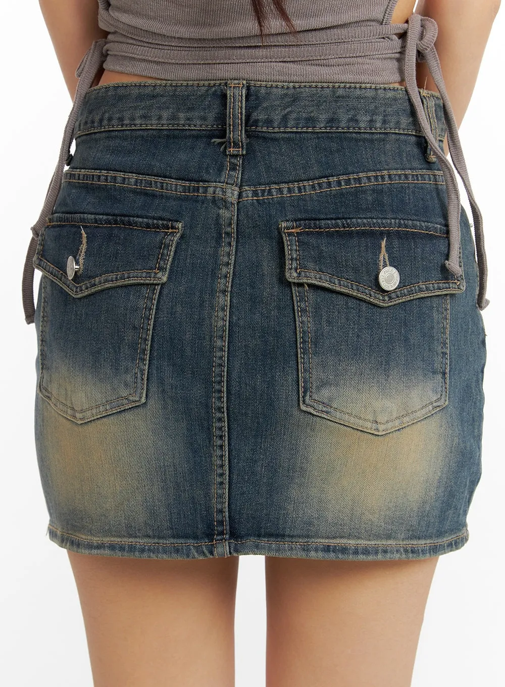 Vintage Washed Denim Mini Skirt CF420