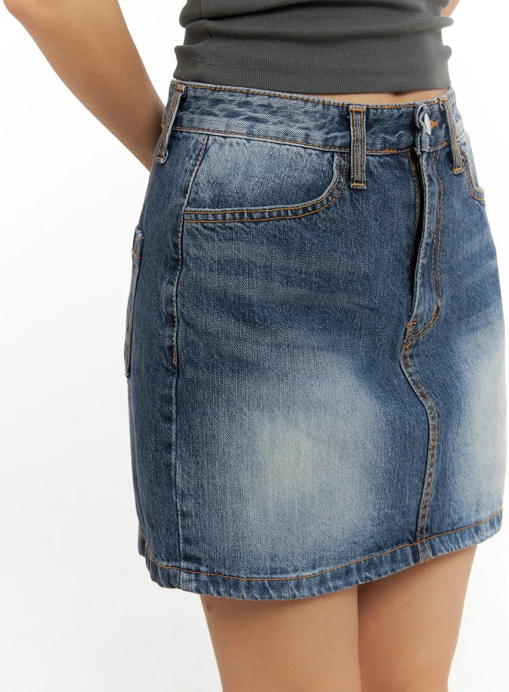 Vintage Washed Denim Mini Skirt CY403