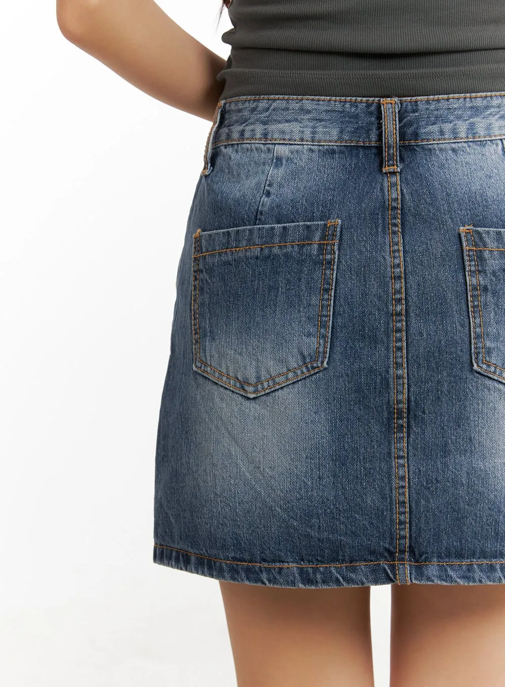 Vintage Washed Denim Mini Skirt CY403