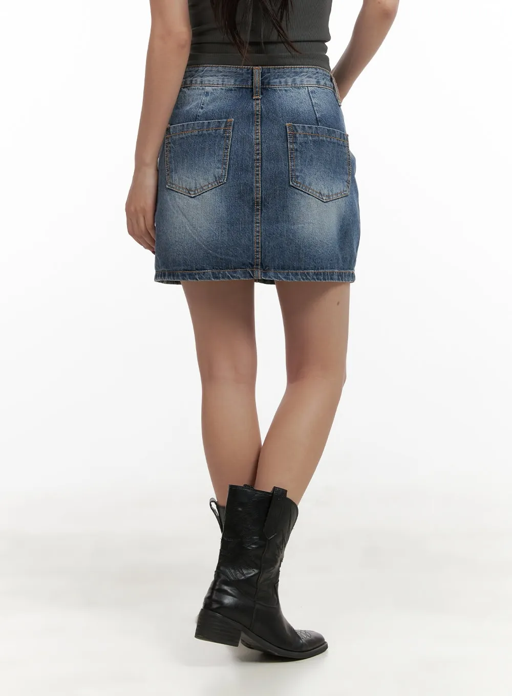 Vintage Washed Denim Mini Skirt CY403