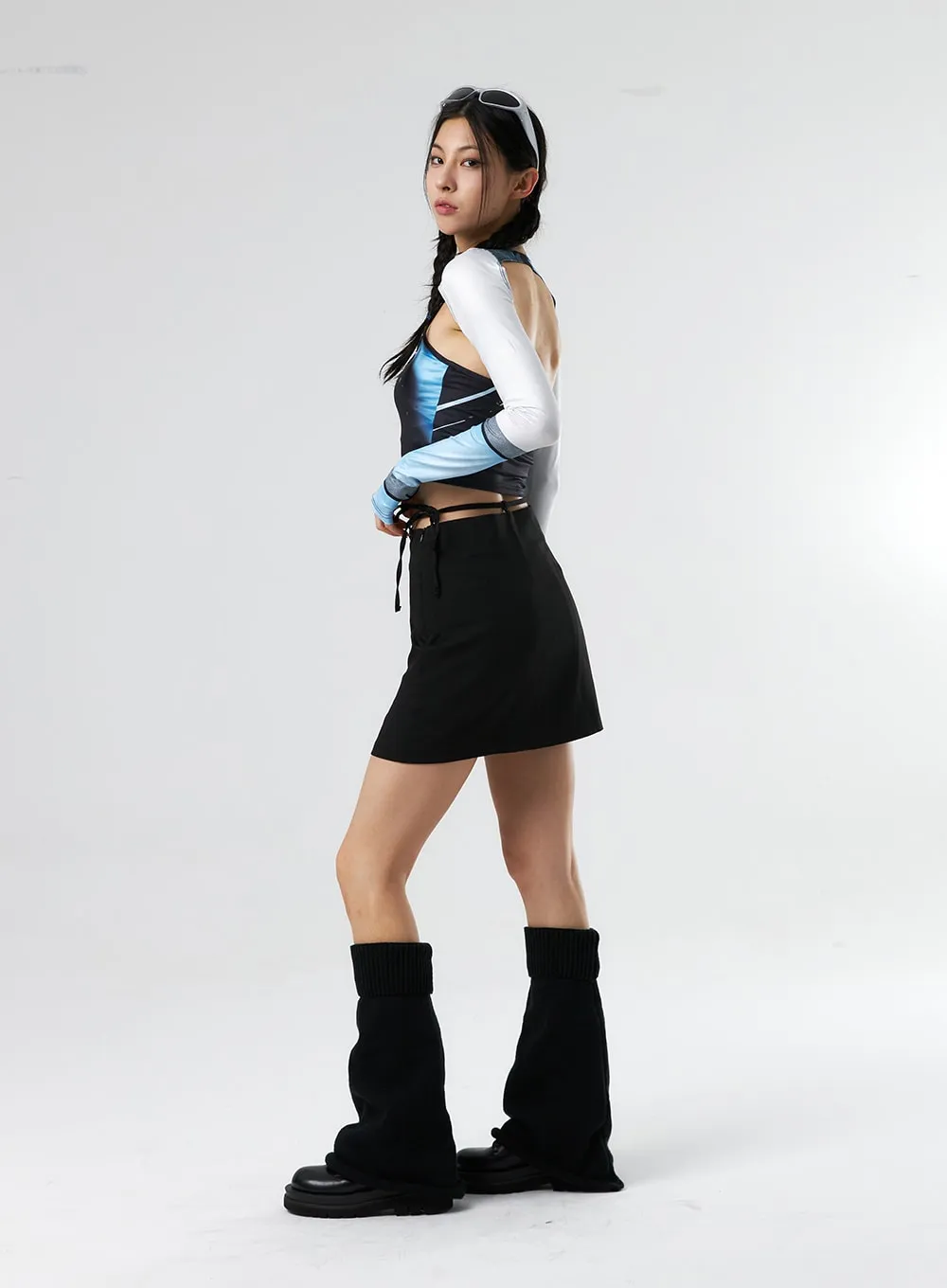 Waist Strap Mini Skirt IS327