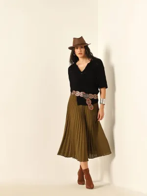 Wardrobe Olive Pleated Skirt