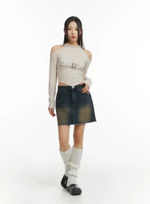 Washed Denim Mini Skirt CJ416