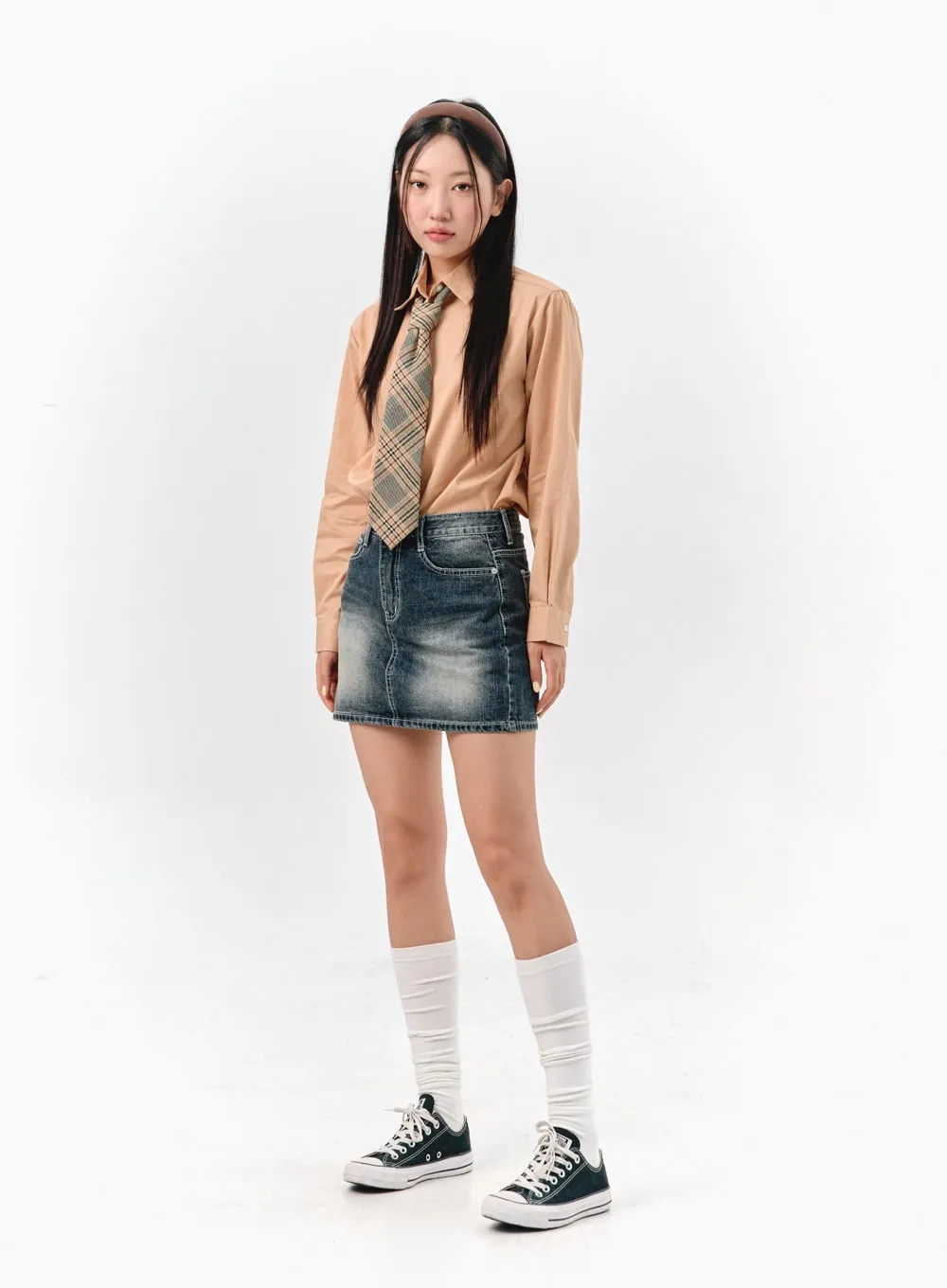 Washed Denim Mini Skirt IS301