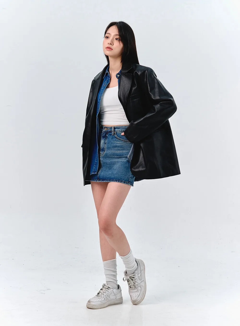 Washed Denim Mini Skirt OO316