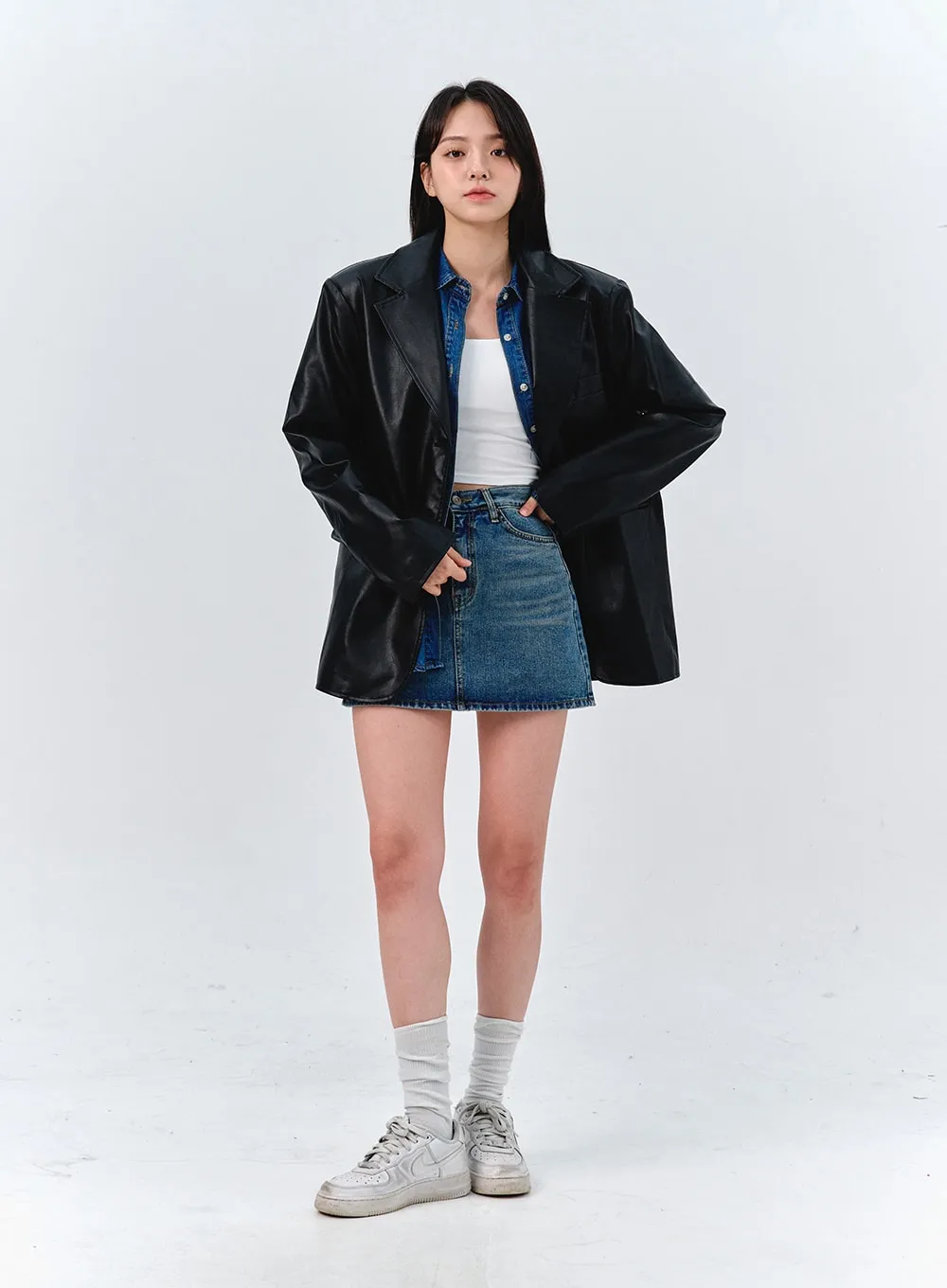 Washed Denim Mini Skirt OO316