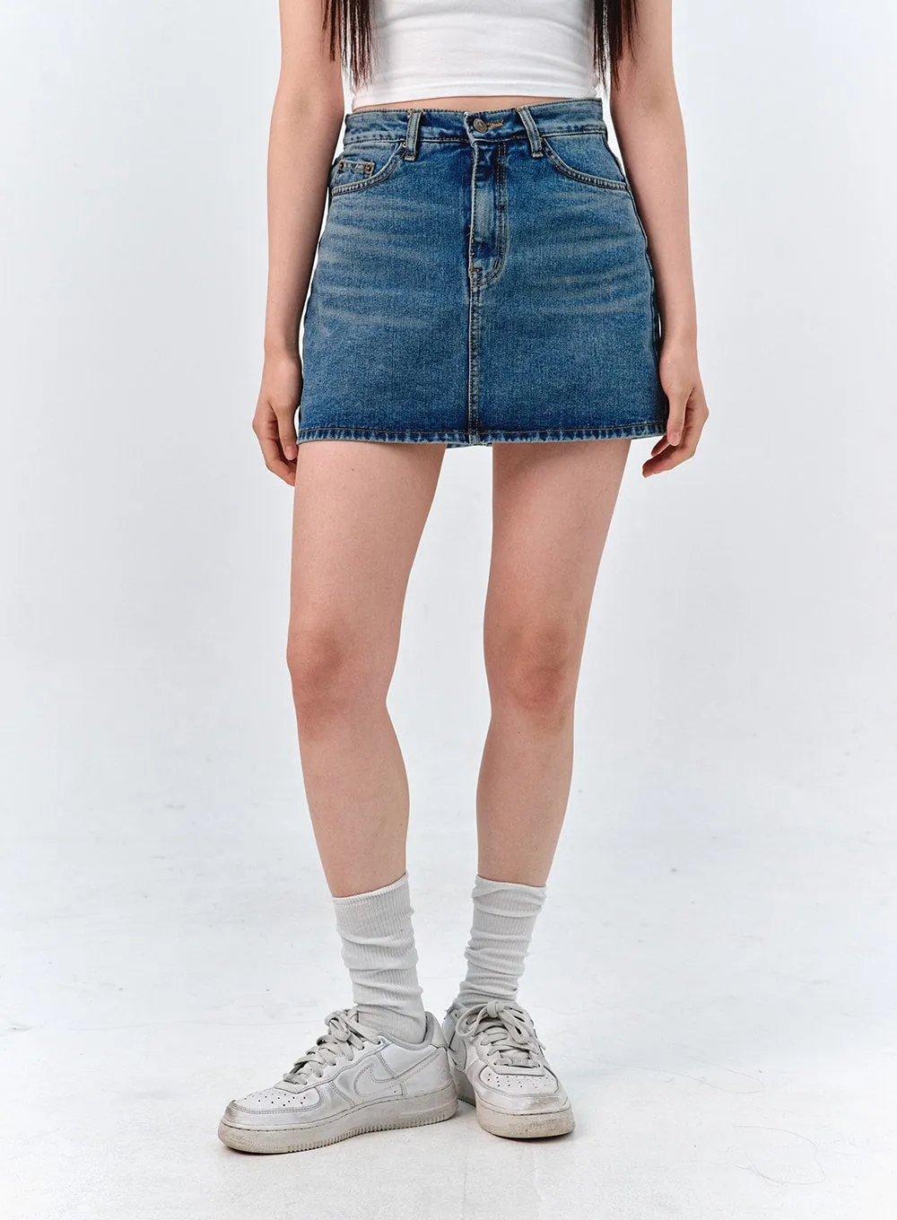 Washed Denim Mini Skirt OO316