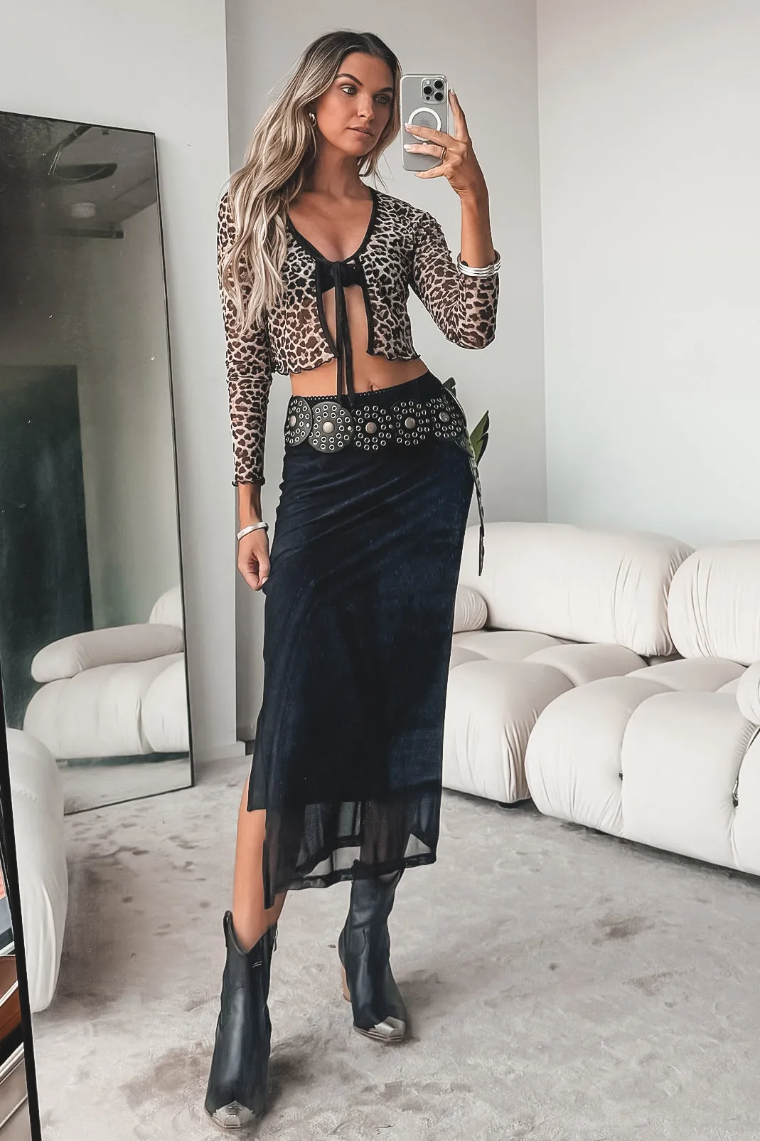 Wild About My Outfit Mesh Midi Skirt