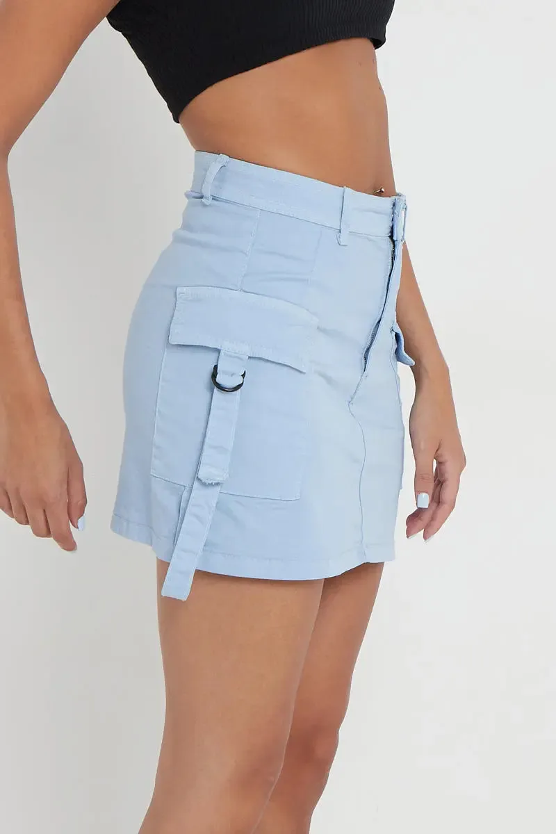 Woman Slim Fit Street Flap Pocket Mini Cargo Skirt in Twill